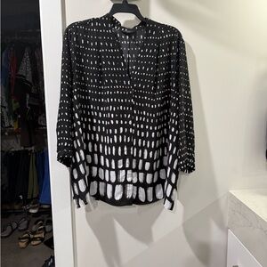 Investments Black and White Patterned Blouse
